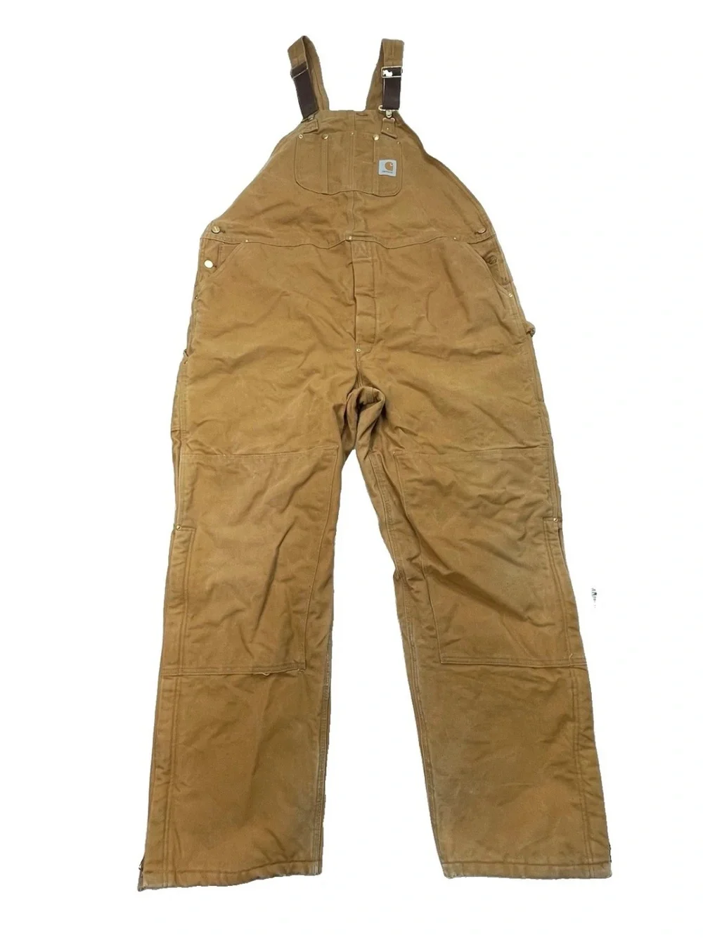 Vintage Carhartt Quilt Lined Bib Overalls Mens Sz 52x32 Brown Insulated Workwear